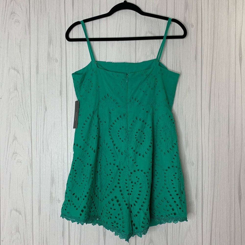 Lulu's Keala Green Tie-Front Eyelet Lace Romper - Picture 4 of 8